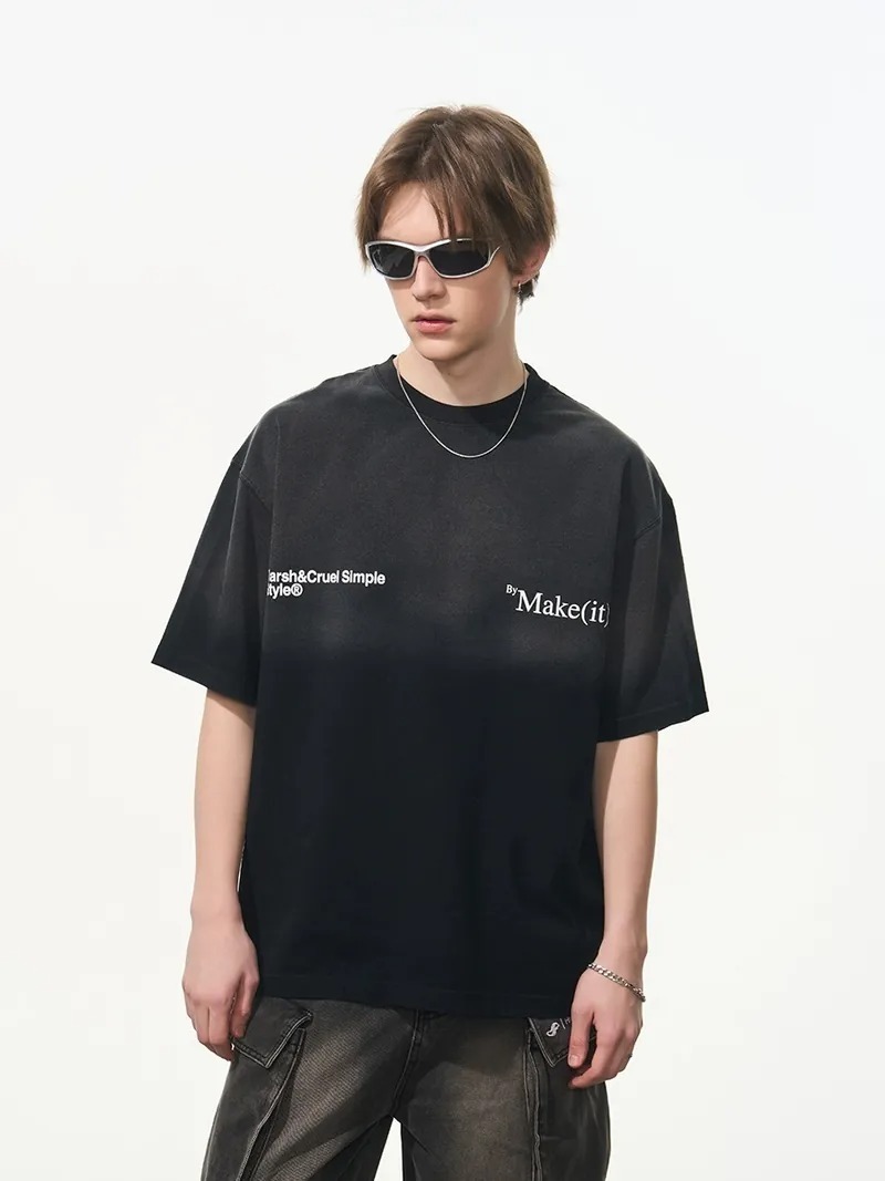 Harsh and Cruel 24SS 蠟染漸層做舊水洗印花短袖 HZ242020085