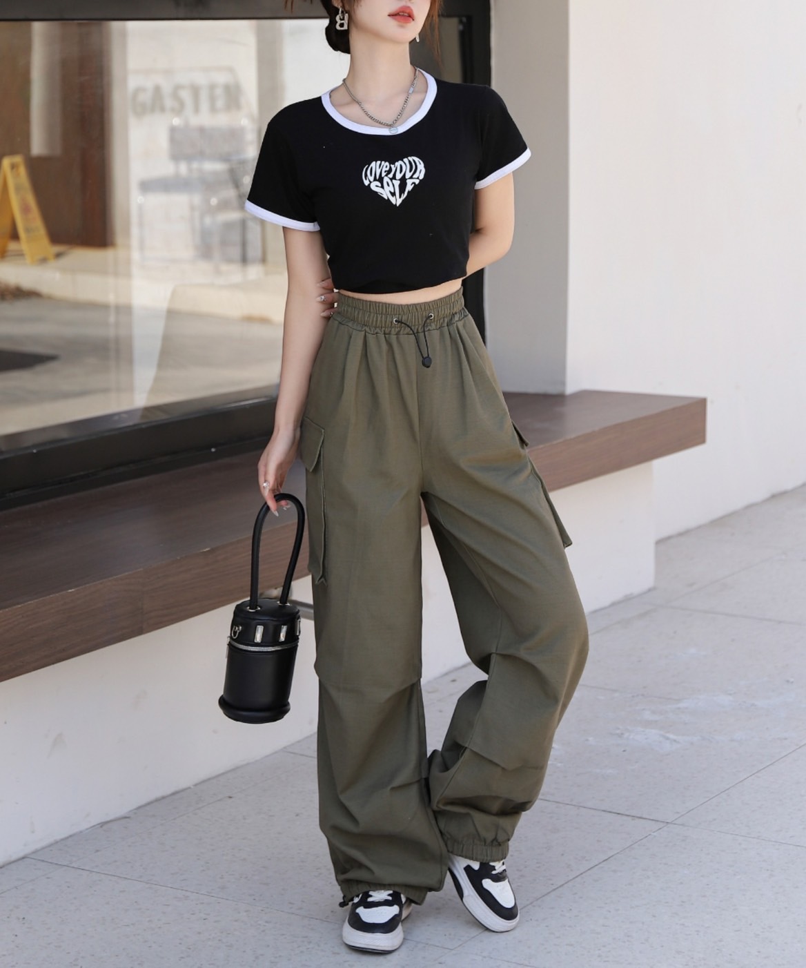 KTQ STORE ‧ CLEA 寬鬆工裝褲 黑色 深灰 卡其綠