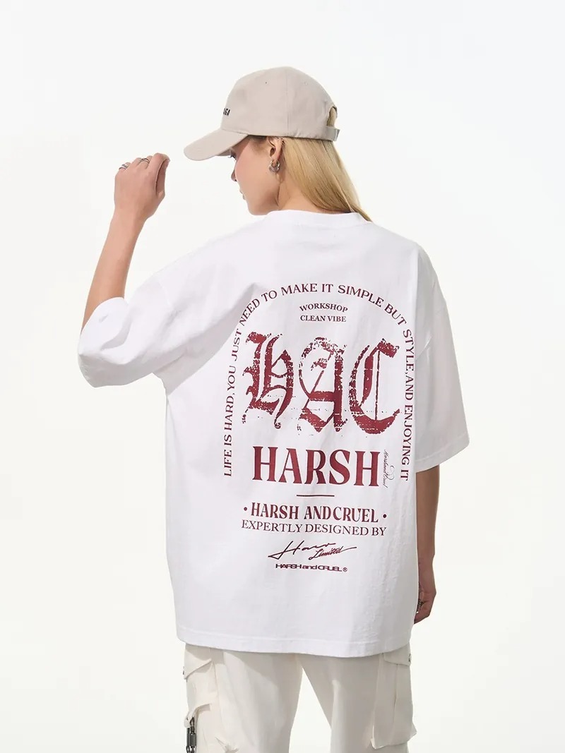Harsh and Cruel 24SS 哥德字體排版做舊短袖 HL242020076