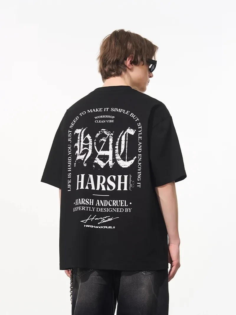Harsh and Cruel 24SS 哥德字體排版做舊短袖 HL242020076
