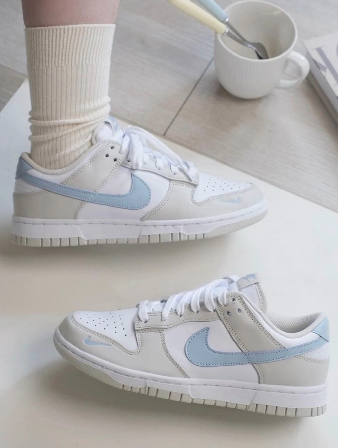 Nike Dunk Low 白灰冰藍 白灰 寶寶藍 白藍 灰藍 皮革 女款 HF0023-100/預購