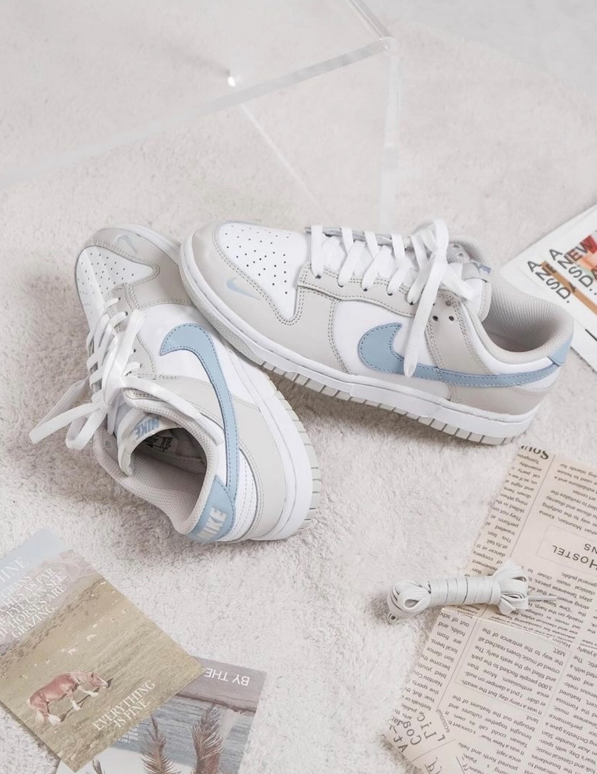 Nike Dunk Low 白灰冰藍 白灰 寶寶藍 白藍 灰藍 皮革 女款 HF0023-100/預購