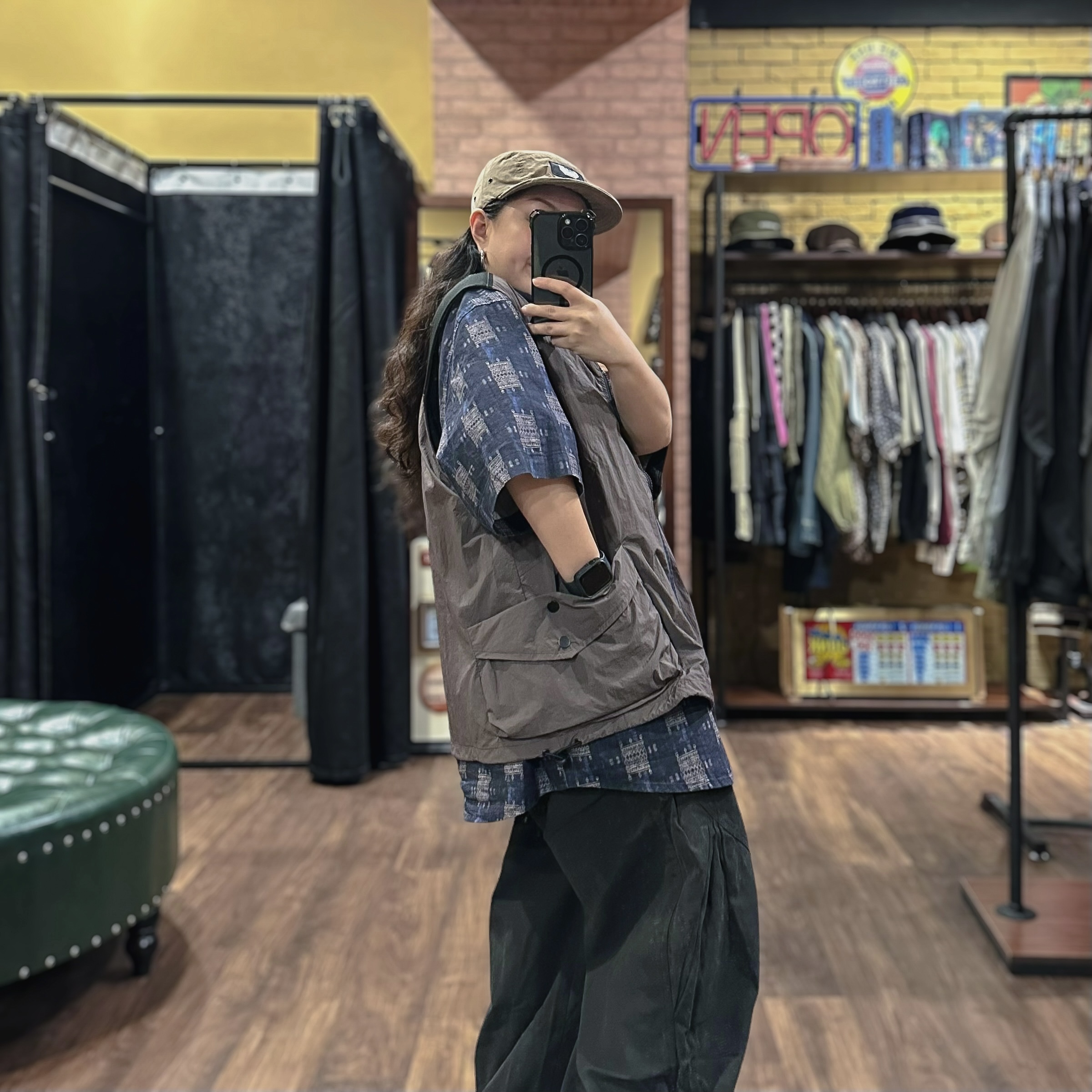 日系網眼尼龍束繩背心