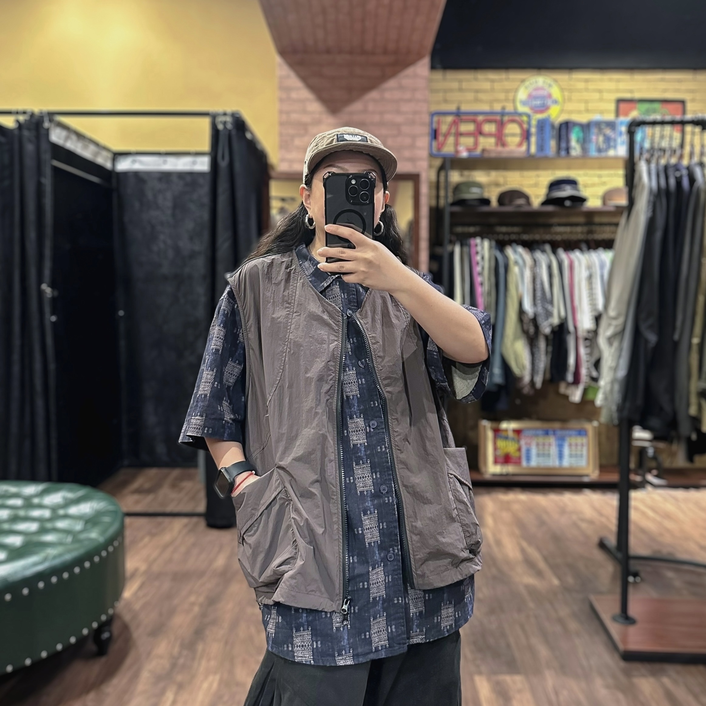 日系網眼尼龍束繩背心