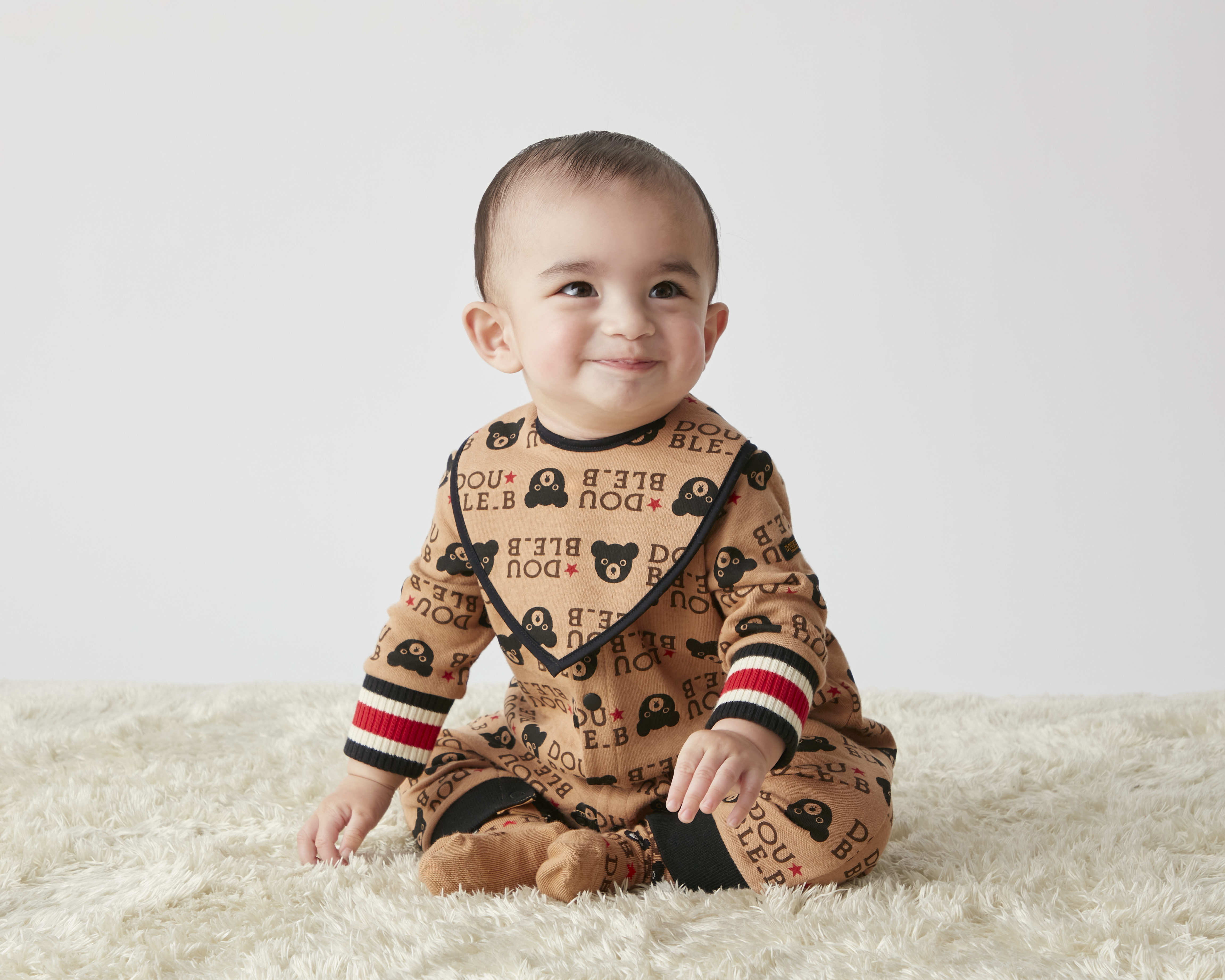 DOUBLE_B B君滿版長袖連身衣-駝