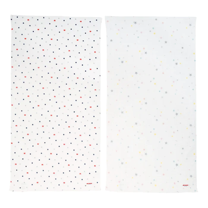 PUREVEIL雙層針織紗布印花毛巾（二入組）-星星