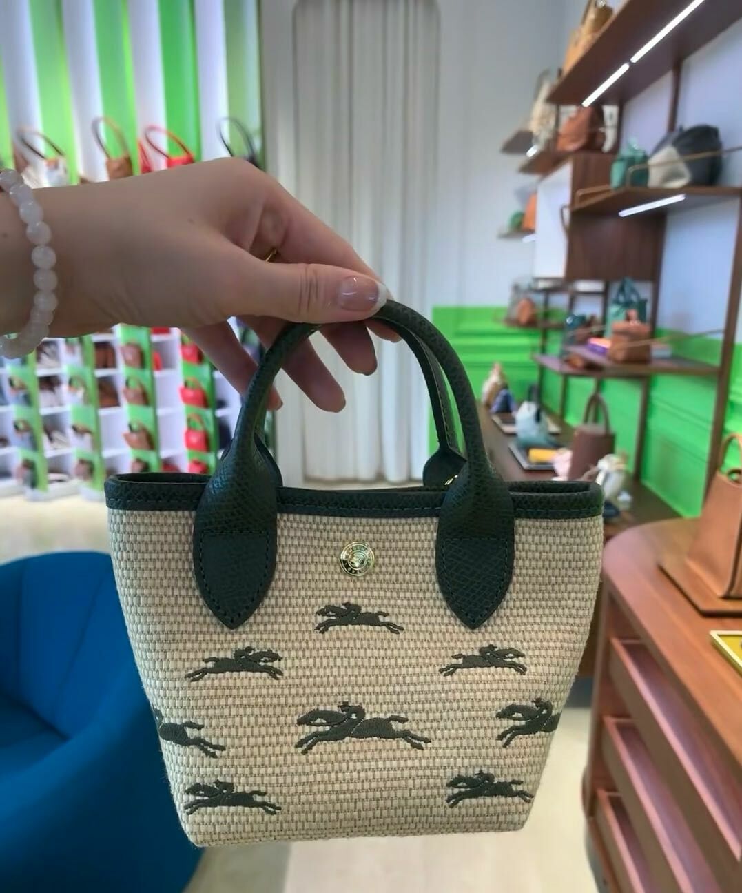 Longchamp 草籃子手提包 -M