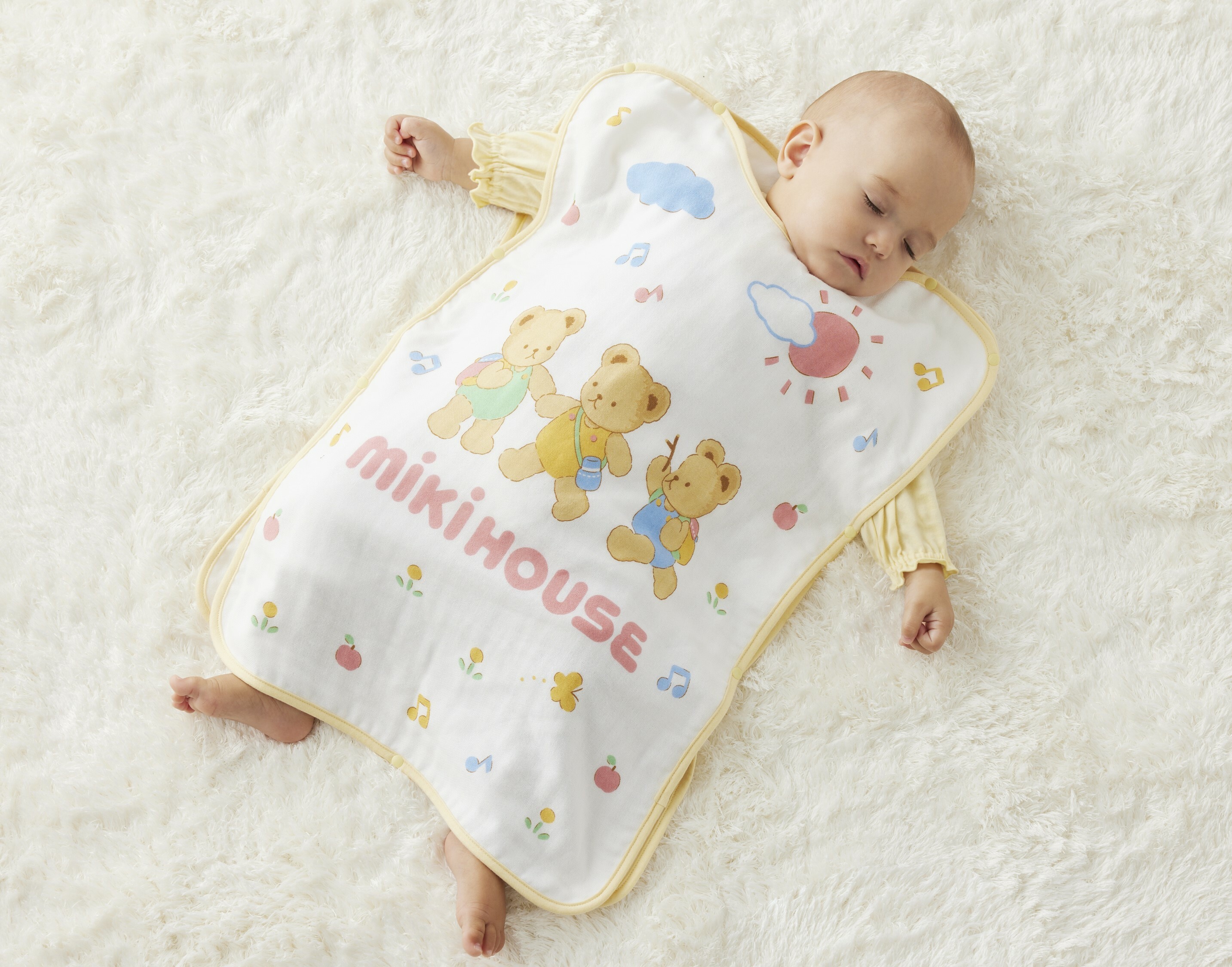 MIKI HOUSE BEAR印花防踢被-多色