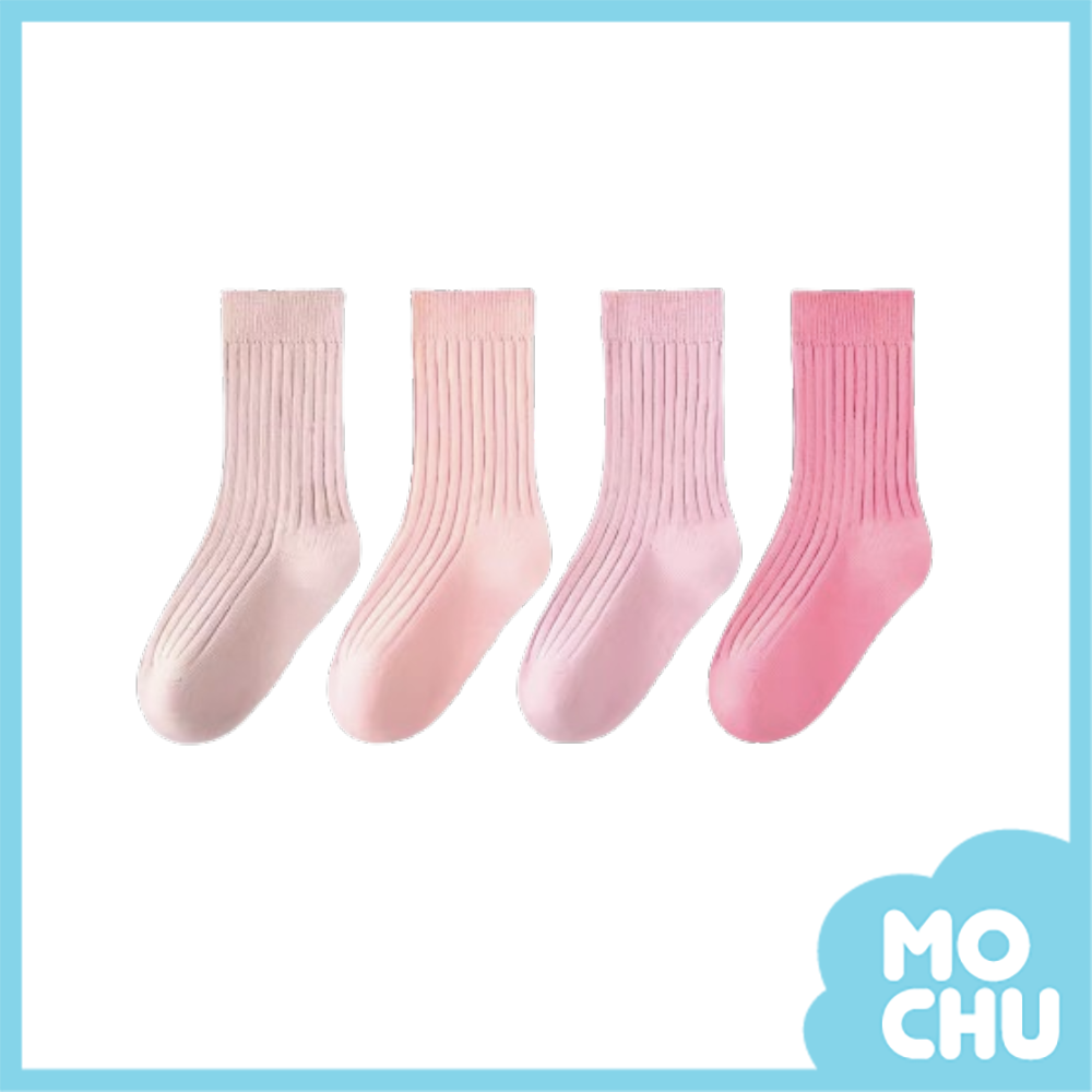 素面抗菌防臭中筒襪四入組(四色)