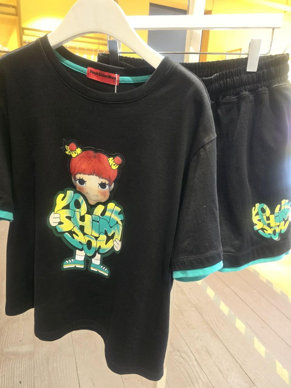 [S] YSW MARBLE SHORTS SET F DOUBLE LAYER,BLACK, J2WSET01BKGDF (SYW269)