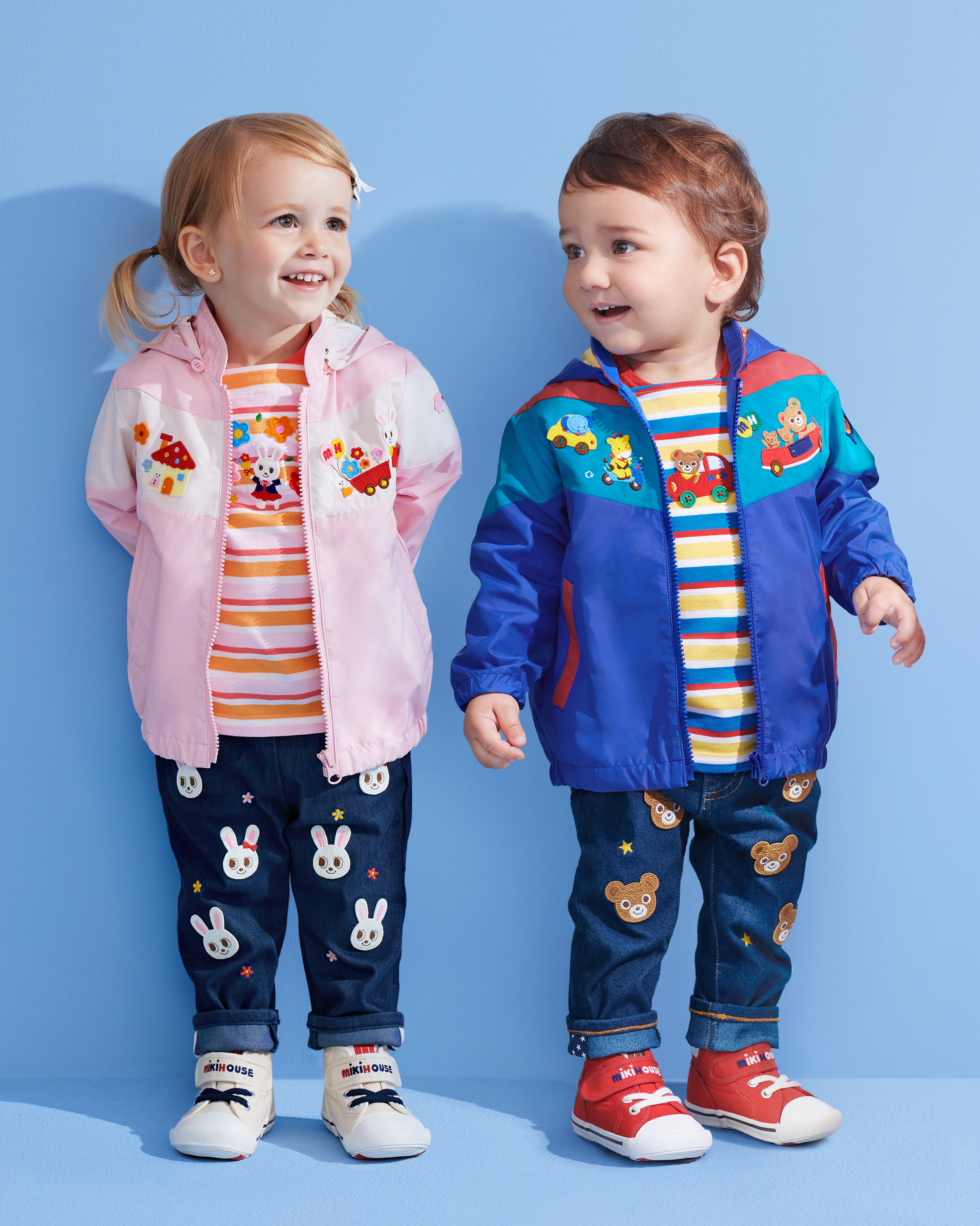 舞颯兔拼色可拆式連帽防風外套-粉