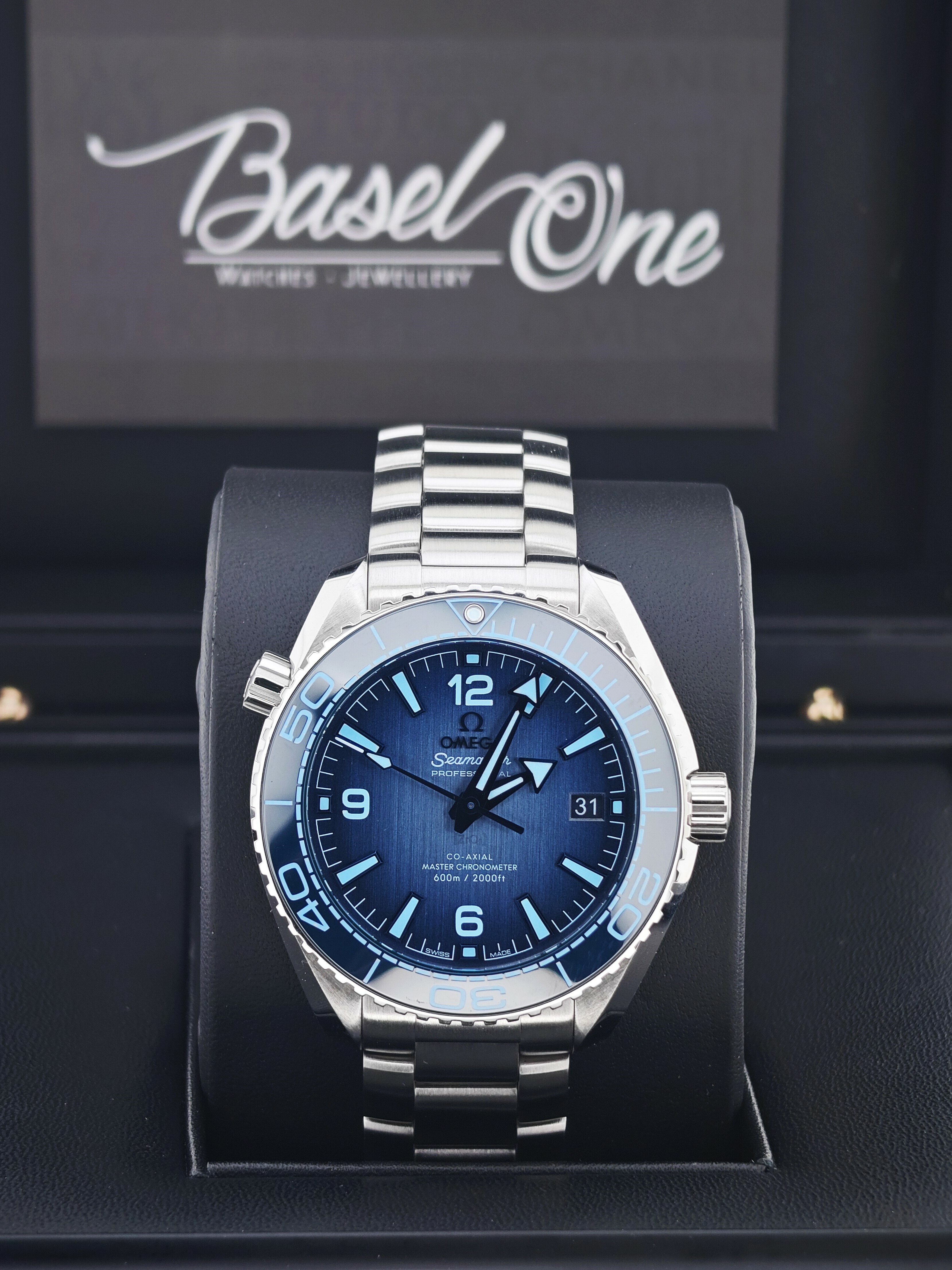 DISCONTINUED BRAND NEW OMEGA SEAMASTER 215.30.40.20.03.002  21530402003002  75th anniversary PLANET OCEAN 600M summer BLUE DIAL CO‑AXIAL MASTER CHRONOMETER 39 MM
