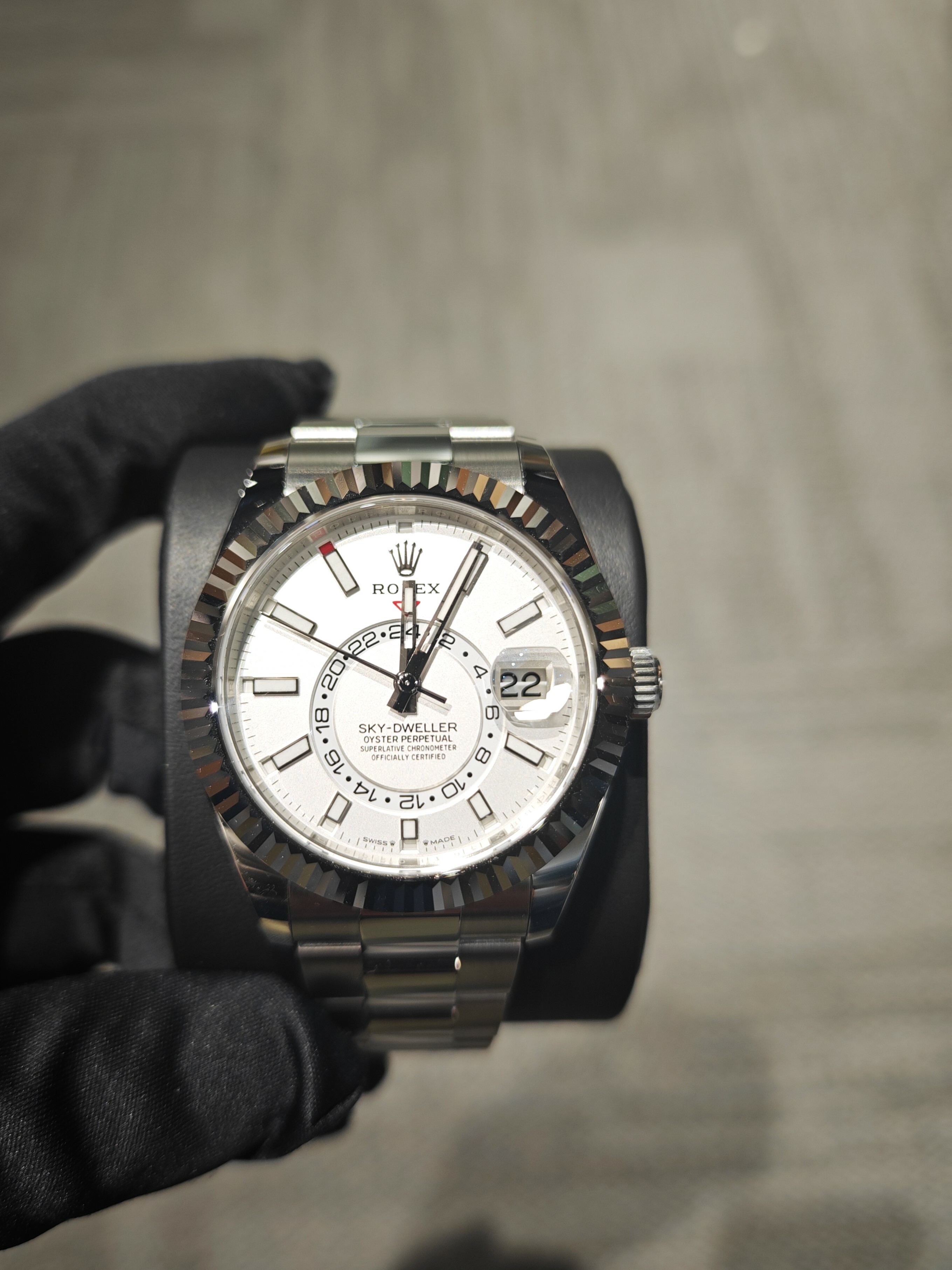 BRAND NEW ROLEX 336934 SKY DWELLER WHITE GOLD STEEL WHITE GMT DATE OYSTER STEEL 42mm