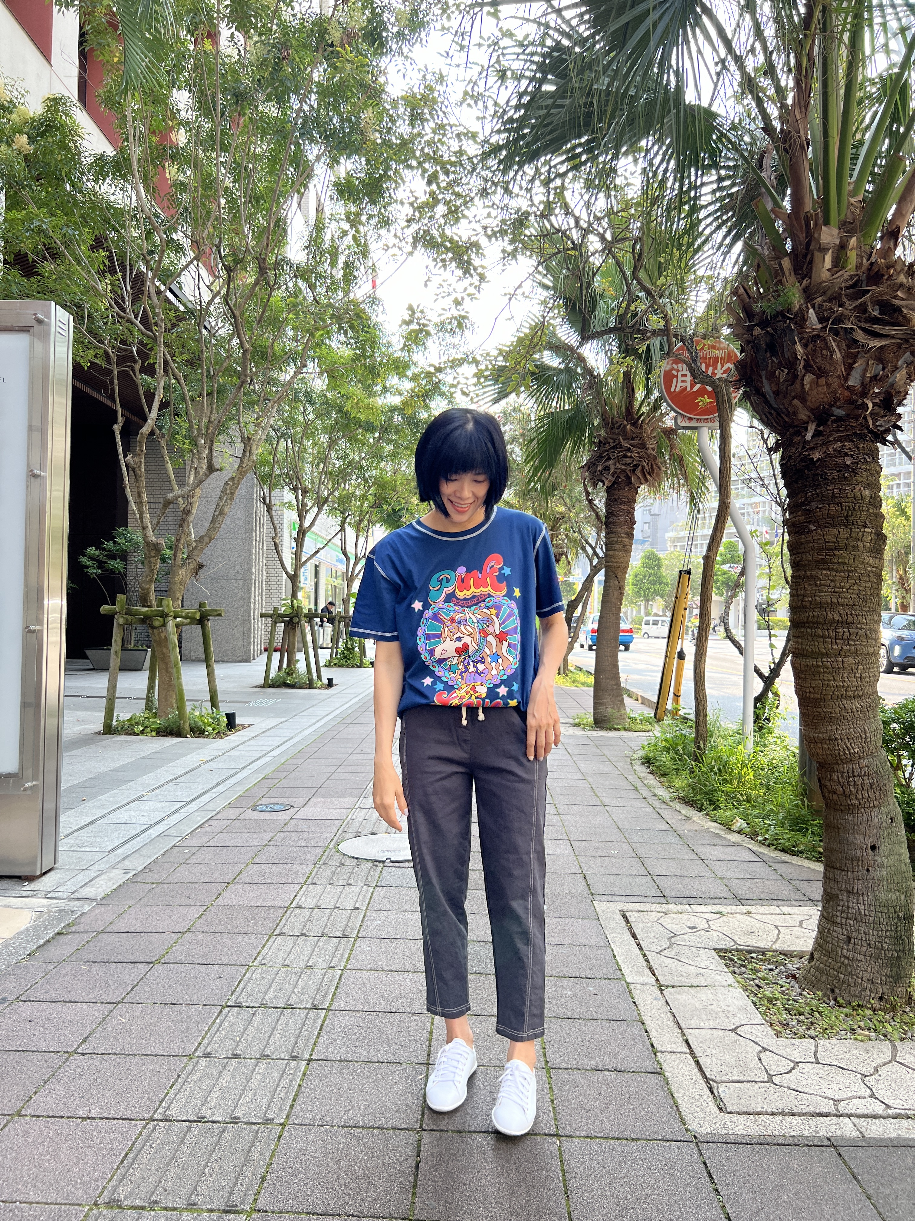 泰國車邊設計繽紛小馬T (藍)