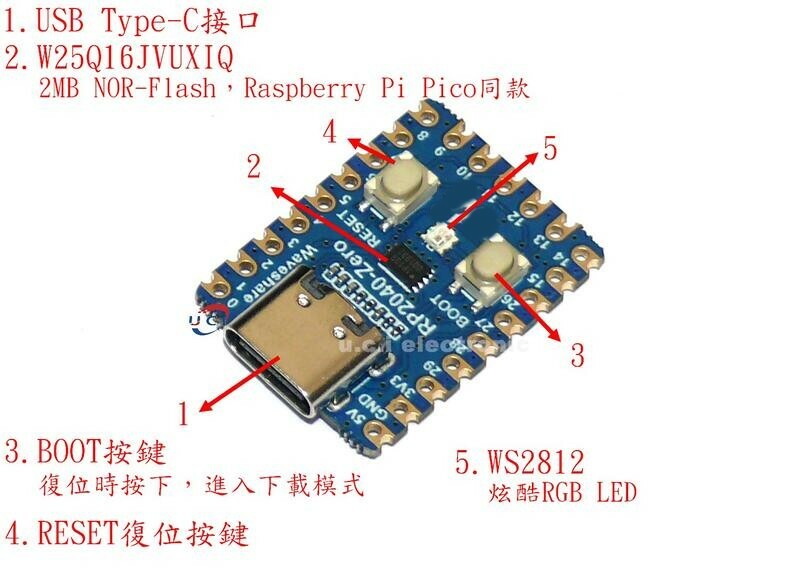 【UCI電子】(2-4) RP2040-Zero雙核處理器模組 PICO開發板 適用於科彥立樹莓派 微雪