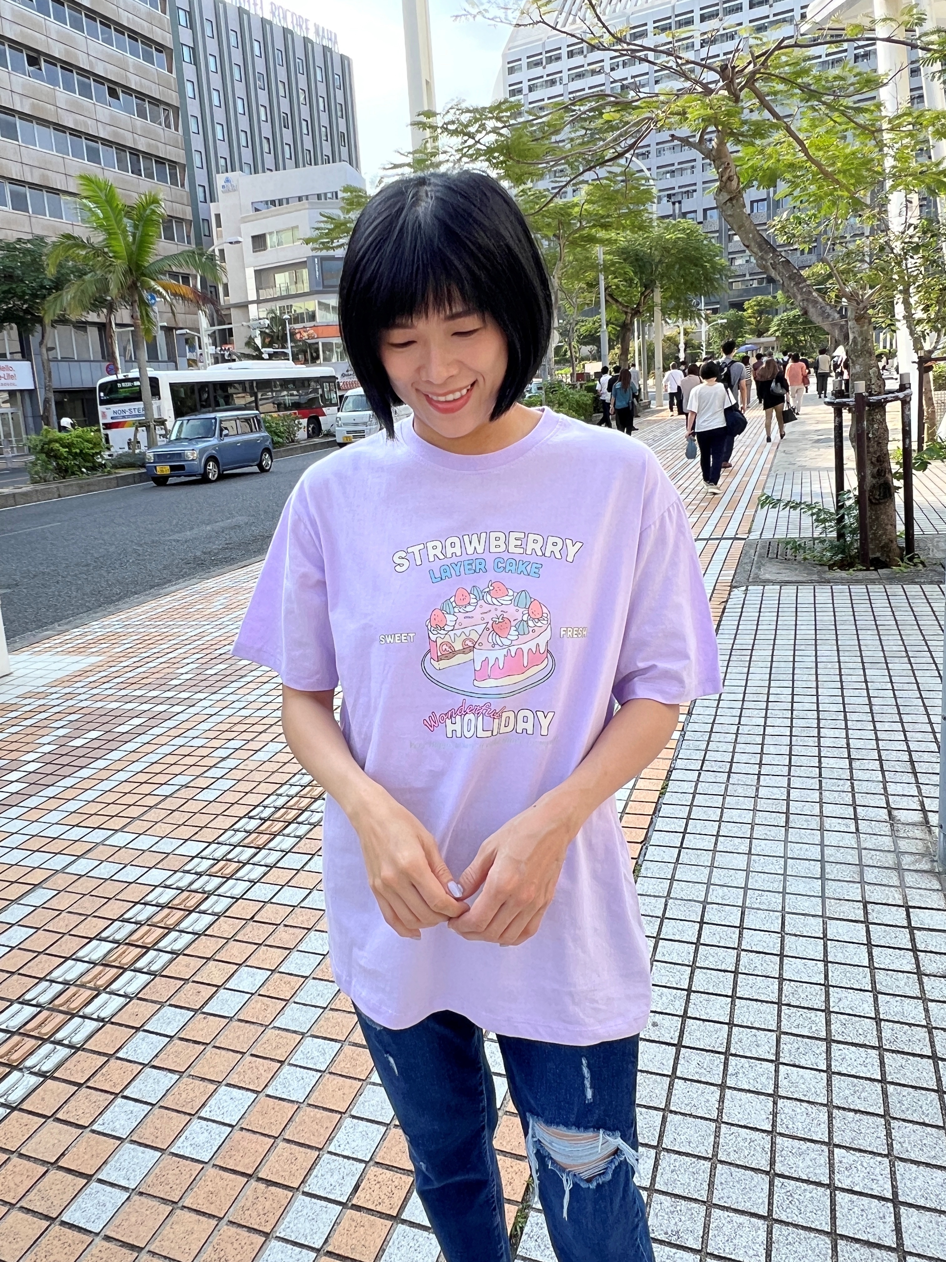 泰國小文青starberry蛋糕配色T (紫)