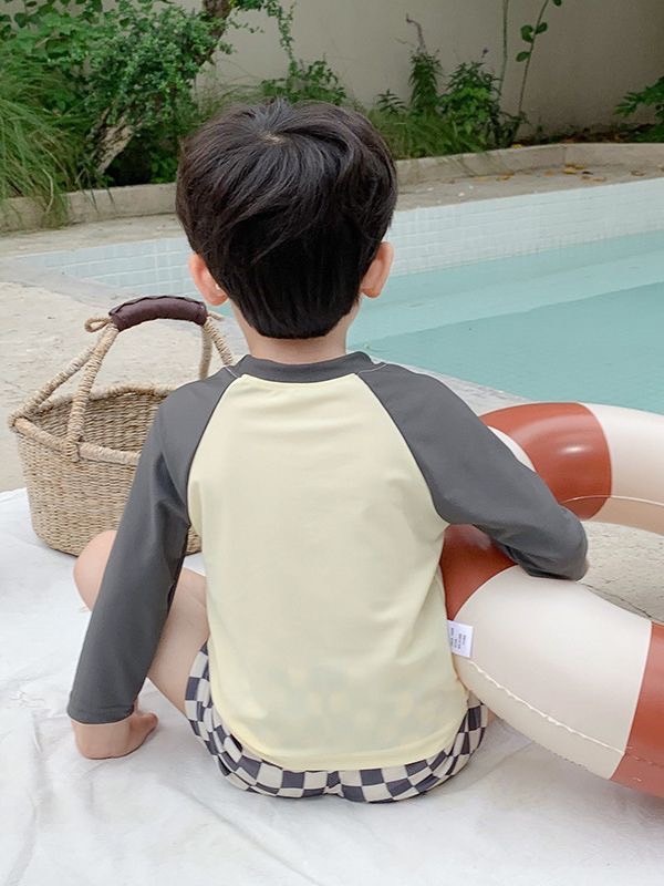 拚色英字泳衣套裝