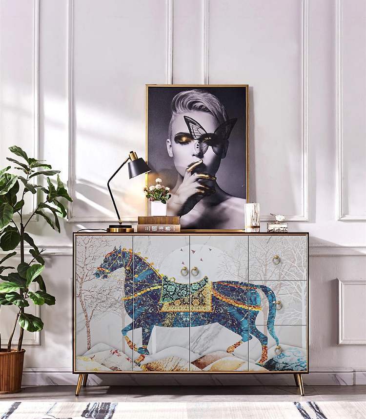 摩登思路 輕奢彩繪鞋櫃入戶多功能玄關櫃 (3門3抽)