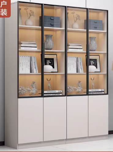 橙榴香實木書櫃 (白色- 80四門 + 80四門)