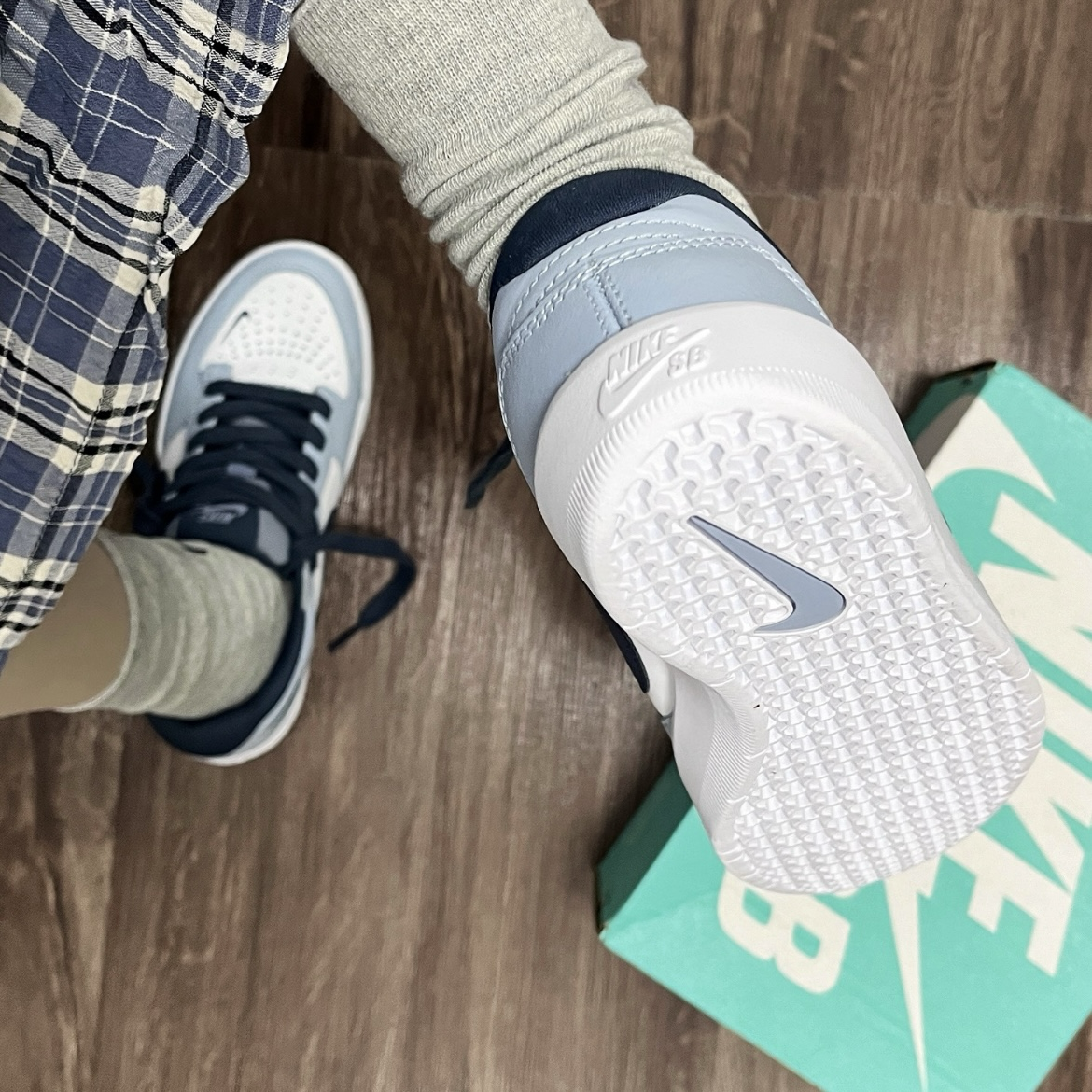 Nike SB Force 58 霧霾藍白 刺繡小勾 麂皮皮革拼接 低筒滑板鞋 復古運動鞋