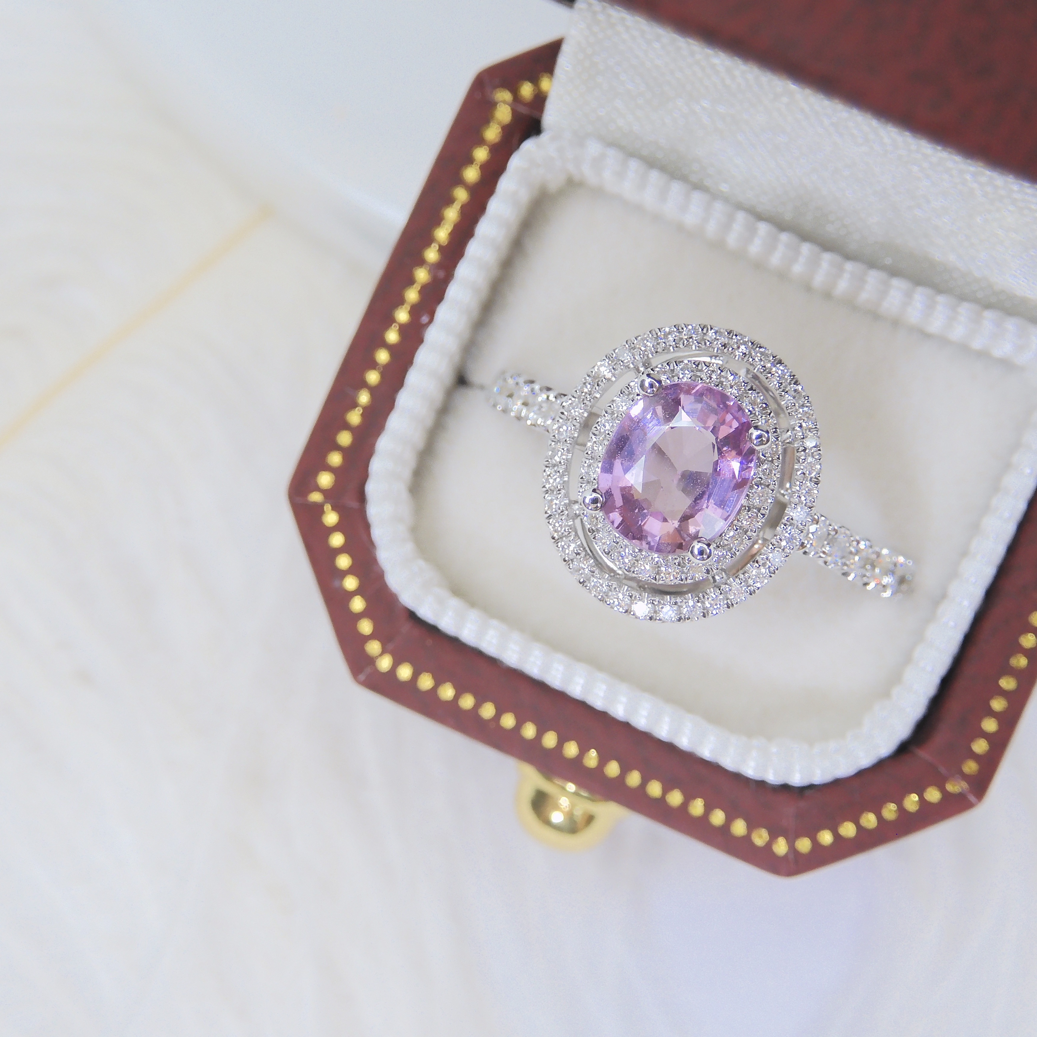 18K金 1.12ct 粉紅藍寶石戒指 (配國際證書)