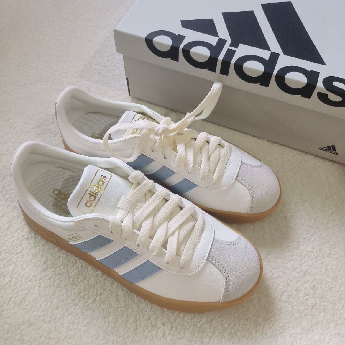 Adidas Neo Vl Court Classic 德訓鞋 焦糖底 皮革 奶油藍