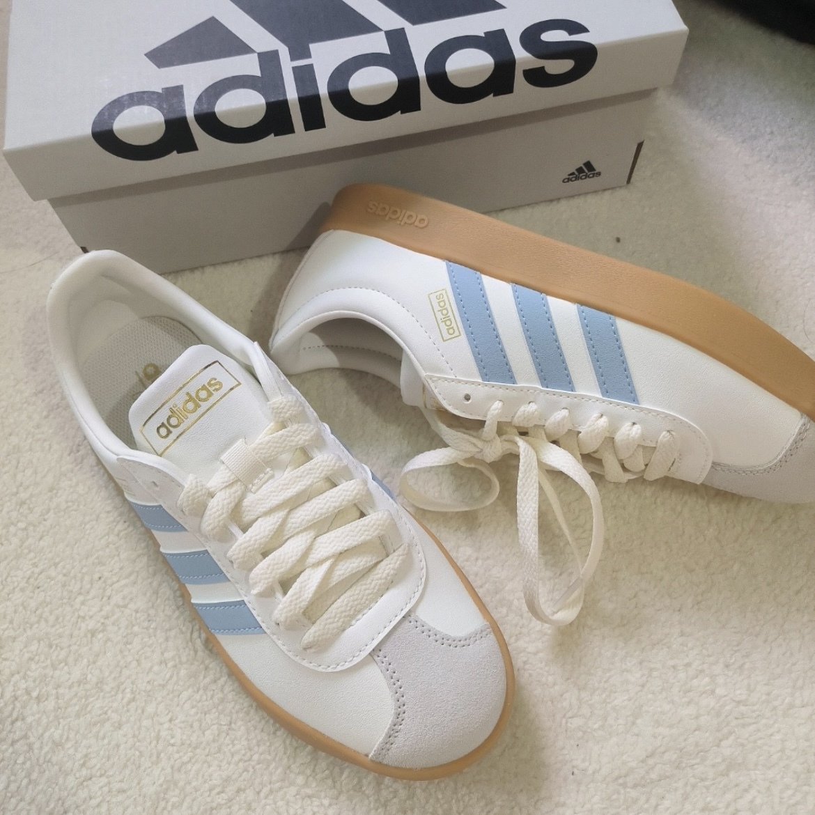 Adidas Neo Vl Court Classic 德訓鞋 焦糖底 皮革 奶油藍