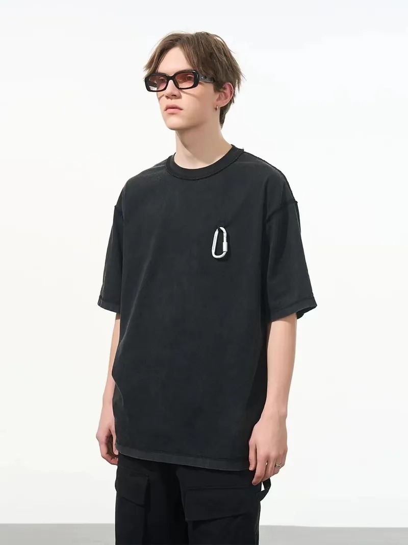 Harsh and Cruel 24SS 做舊水洗金屬登山扣短袖 HL242020063