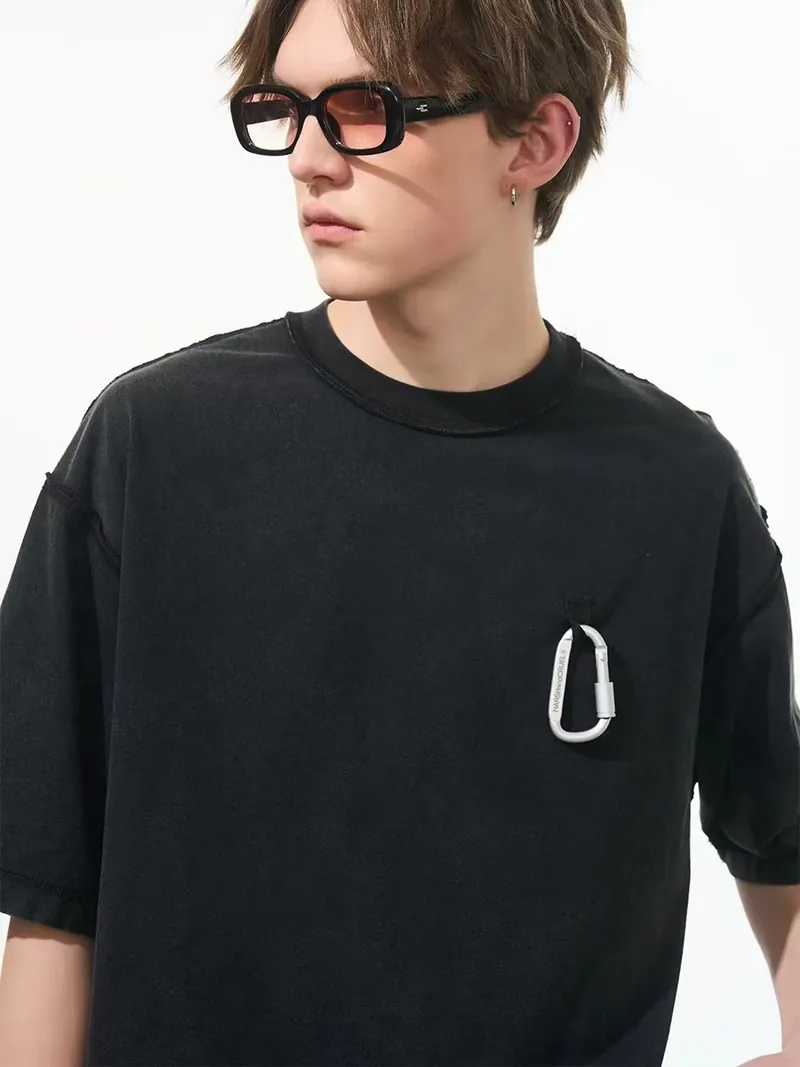 Harsh and Cruel 24SS 做舊水洗金屬登山扣短袖 HL242020063