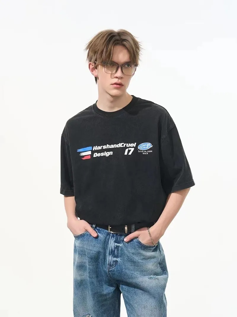 Harsh and Cruel 24SS 法國風格排版水洗做舊短袖 HL242020053