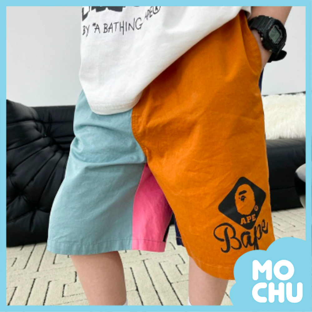 塗鴉字母拼色五分短褲