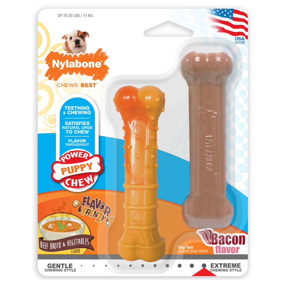 Nylabone 煙肉/牛肉湯味潔齒骨 2件裝