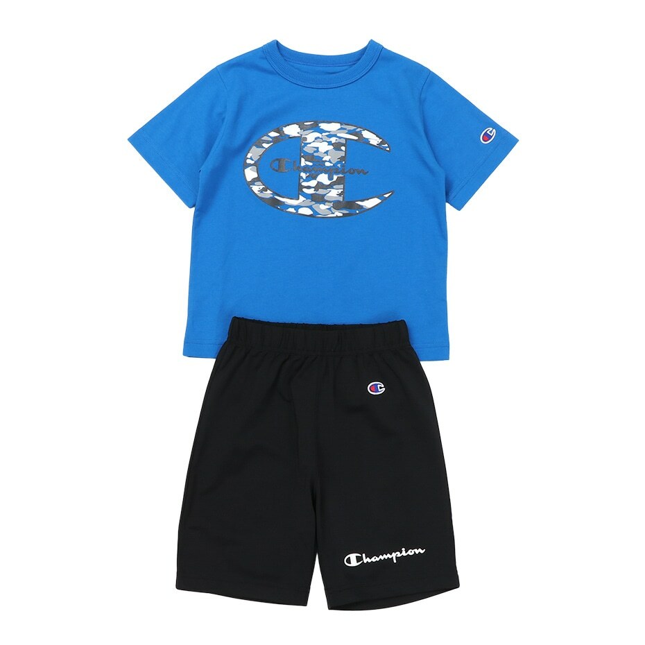 童裝 迷彩短TEE 運動套裝-藍色（CK-ZW02-340）