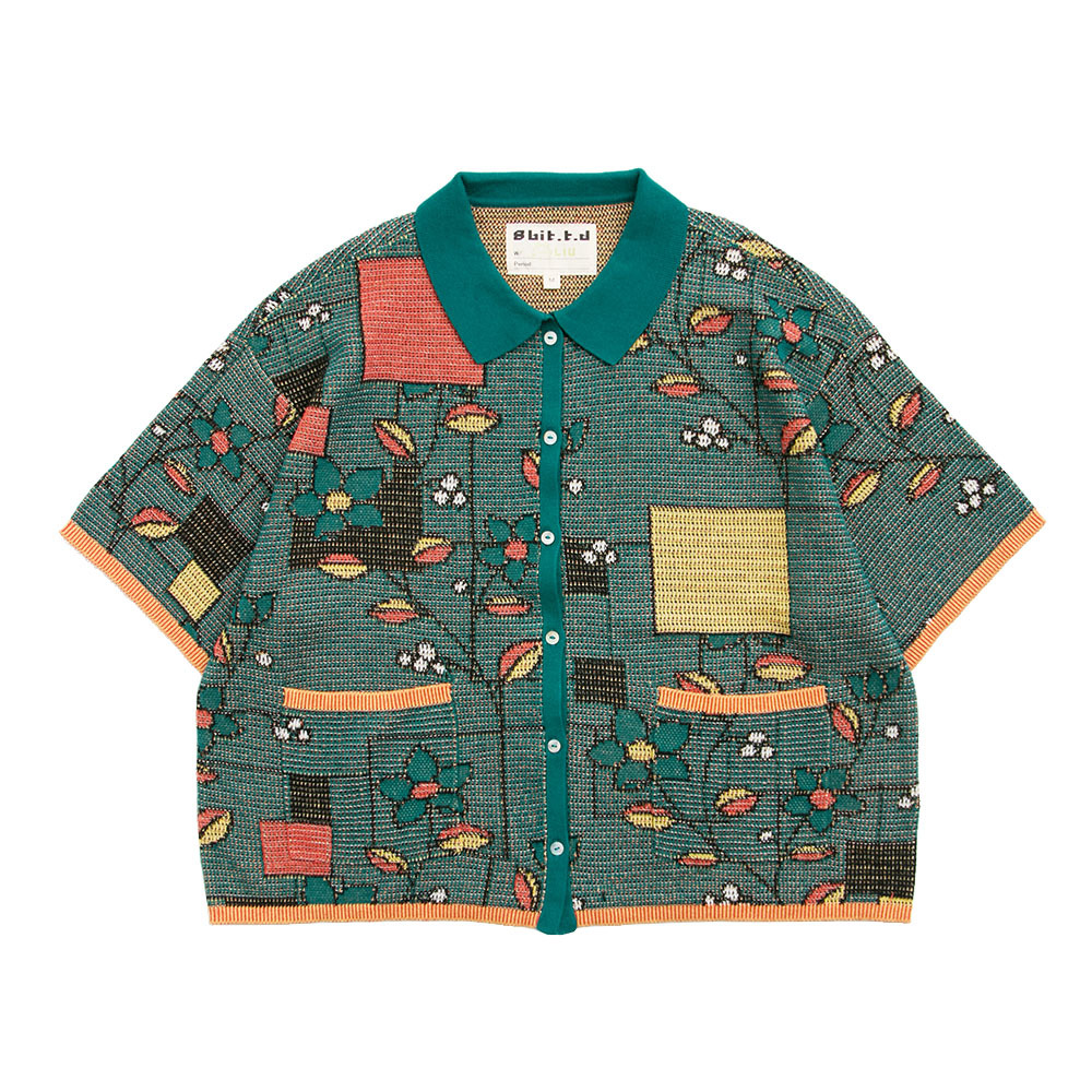 Flowers on the Shopwindows Knit Shirt Green