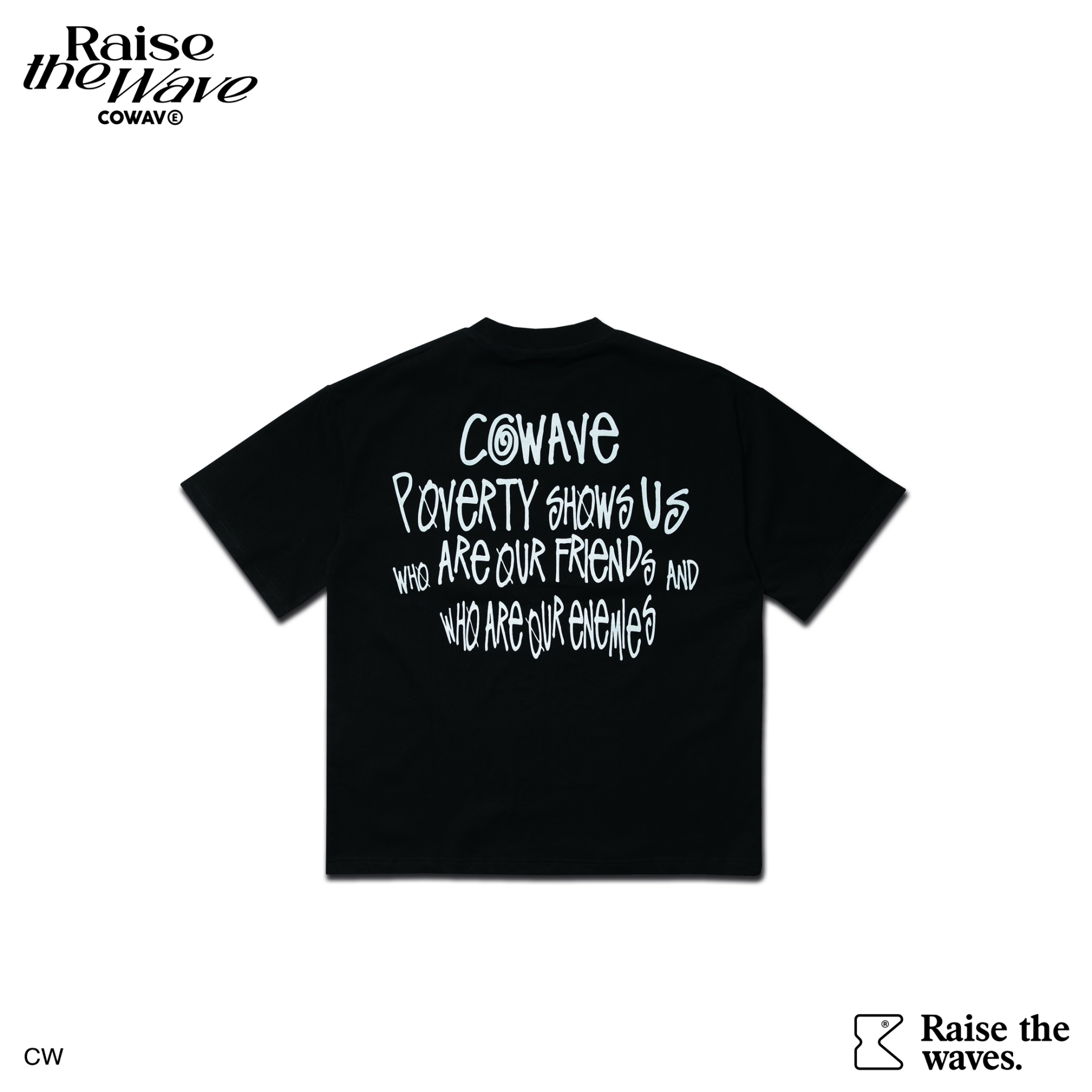 COWAVE 2024 Spring & Summer Begging Picture Font Tee - 黑色款