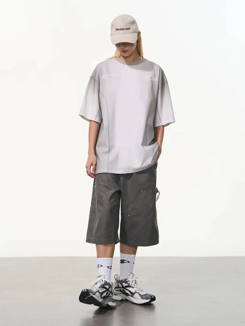 Harsh and Cruel 24SS 銀色漸層印花解構短袖