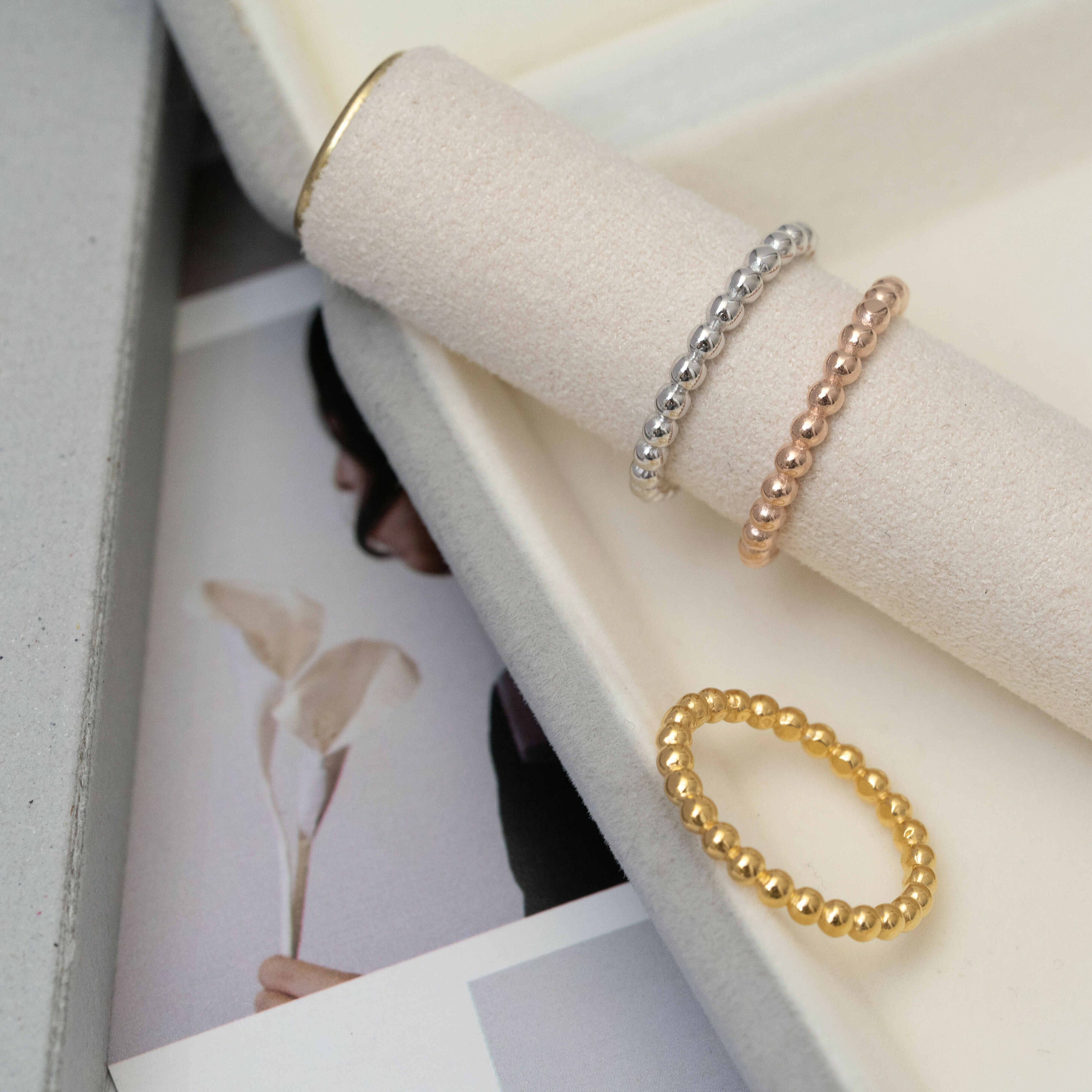 小圓珠戒指(鍍白金) svr24