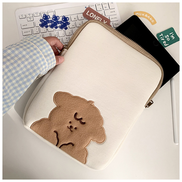 《42512》軟綿綿捲捲咖狗狗ipad/電腦包