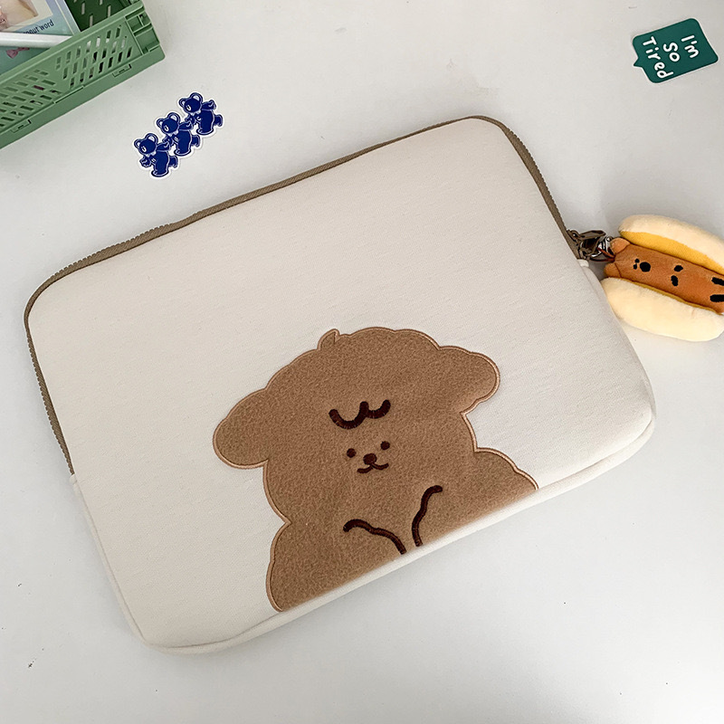 《42512》軟綿綿捲捲咖狗狗ipad/電腦包