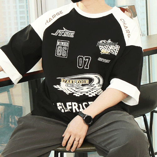 賽車剪裁落肩短袖T恤