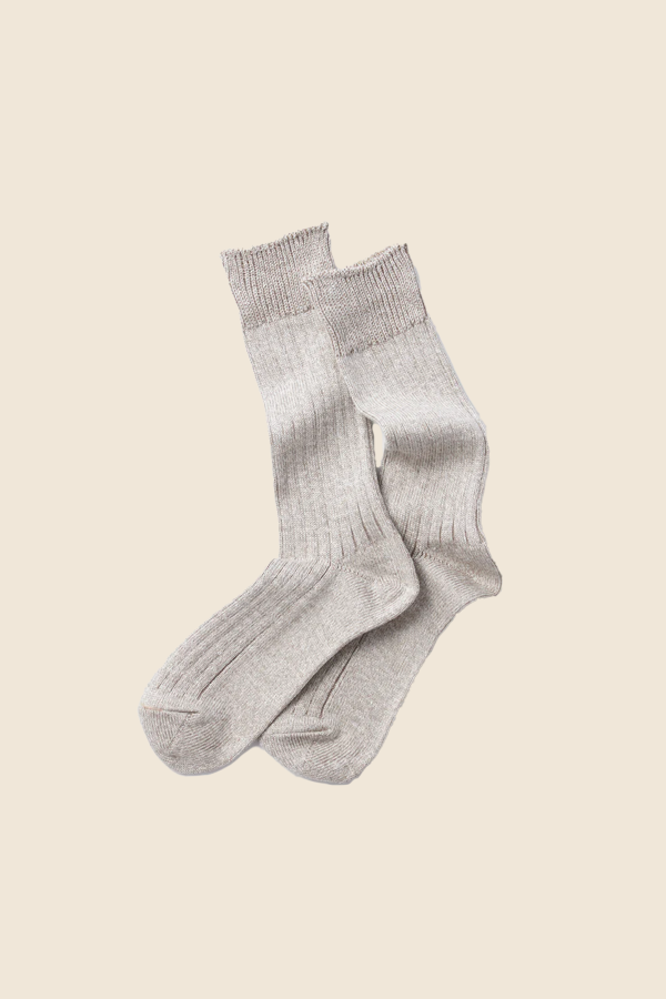 ROTOTO - R1461 LINEN COTTON RIBBED CREW 襪