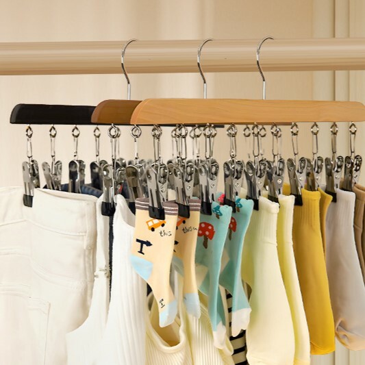 《4078》原木色一架多夾多功能衣架