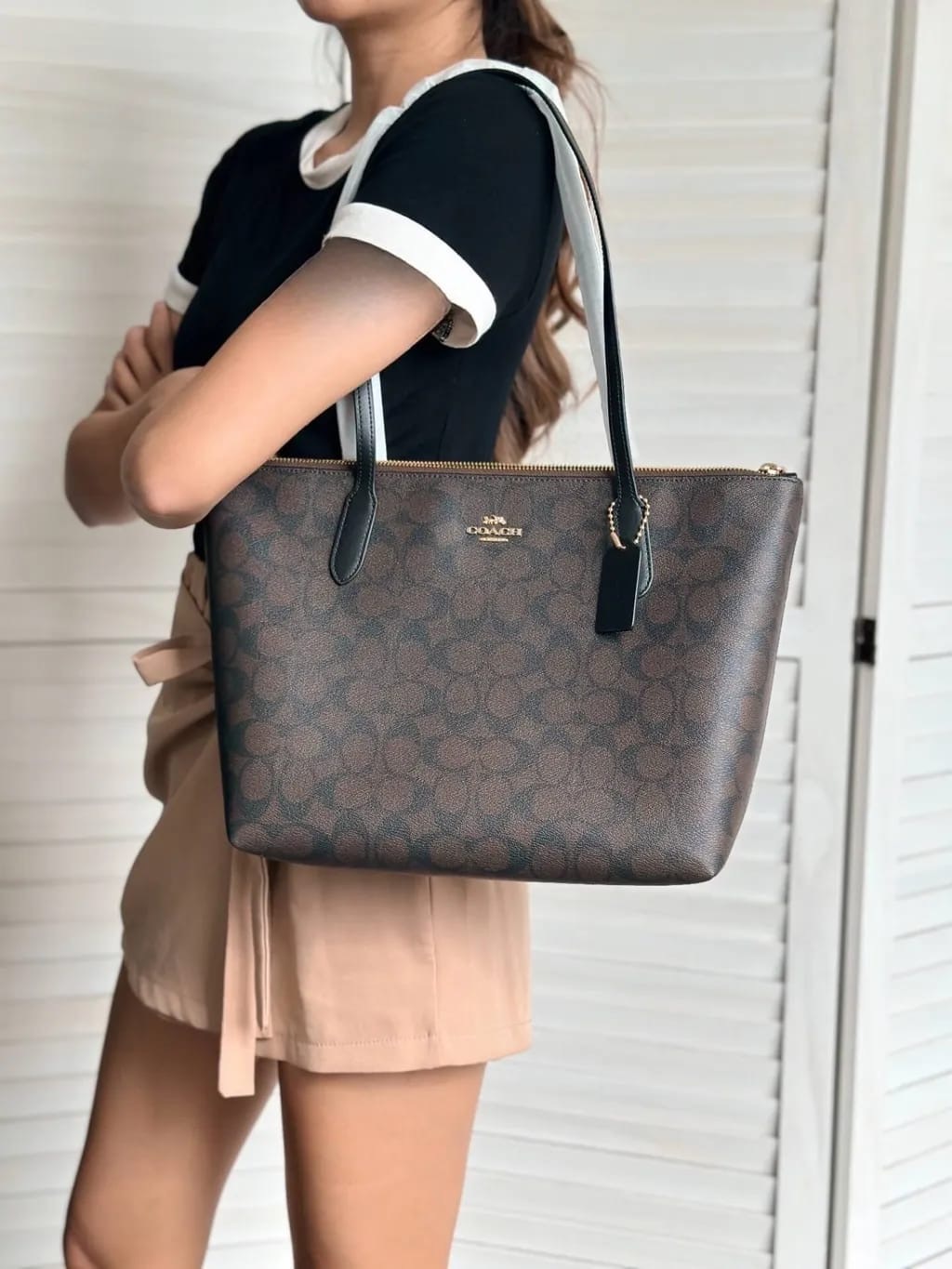 Coach Zip Tote經典logo拉鍊款Model no.4455