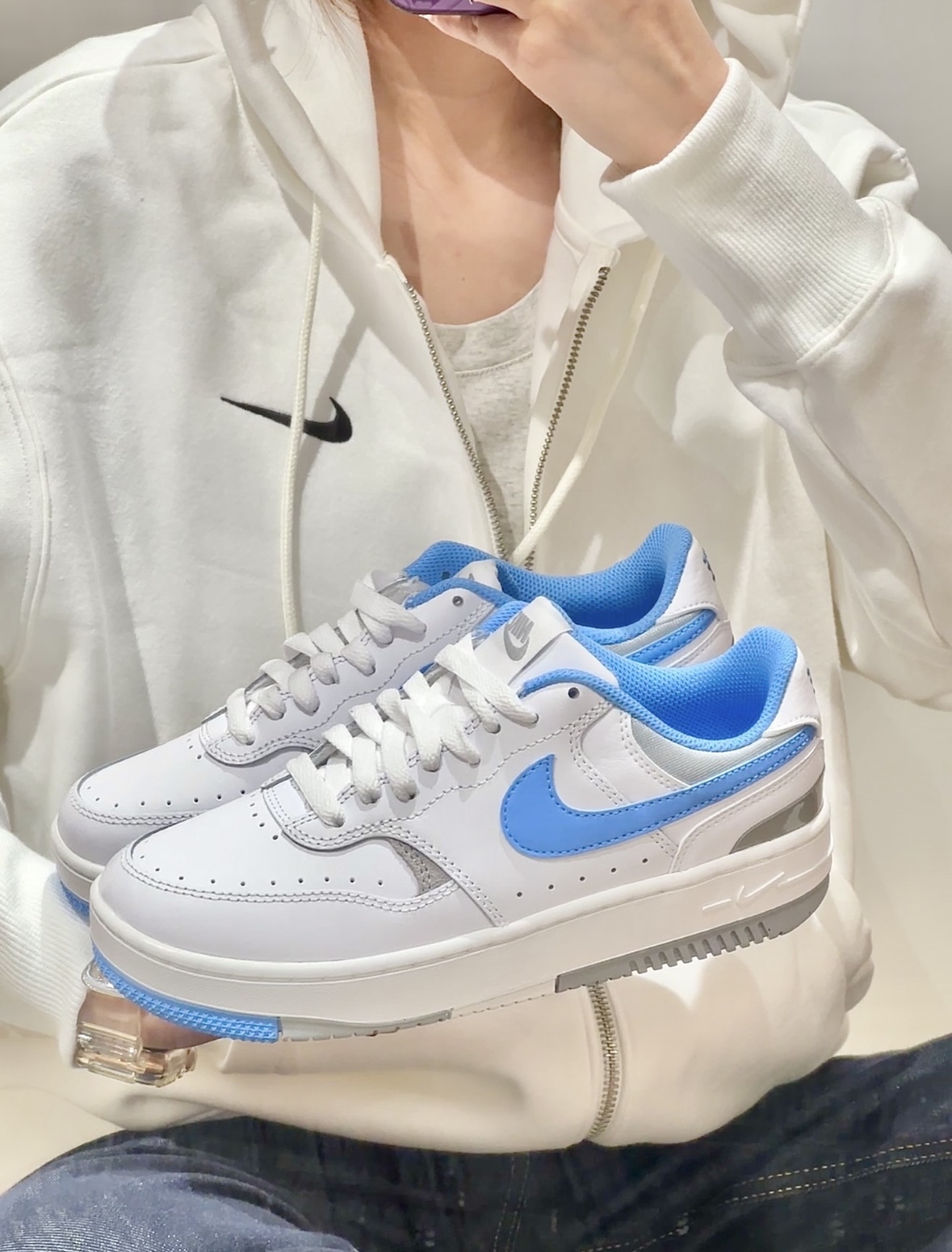 Nike Gamma Force 寶寶藍 白色 灰色 皮革 厚底 小白鞋 DX9176-108/預購