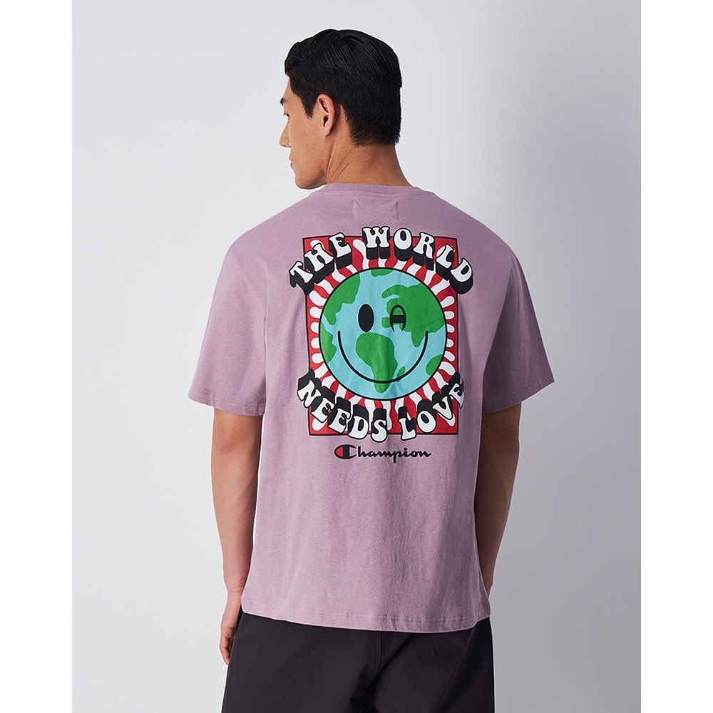 男款 -ECO 愛地球 World Needs Love 印花 短TEE-藕色（219788-PS162）