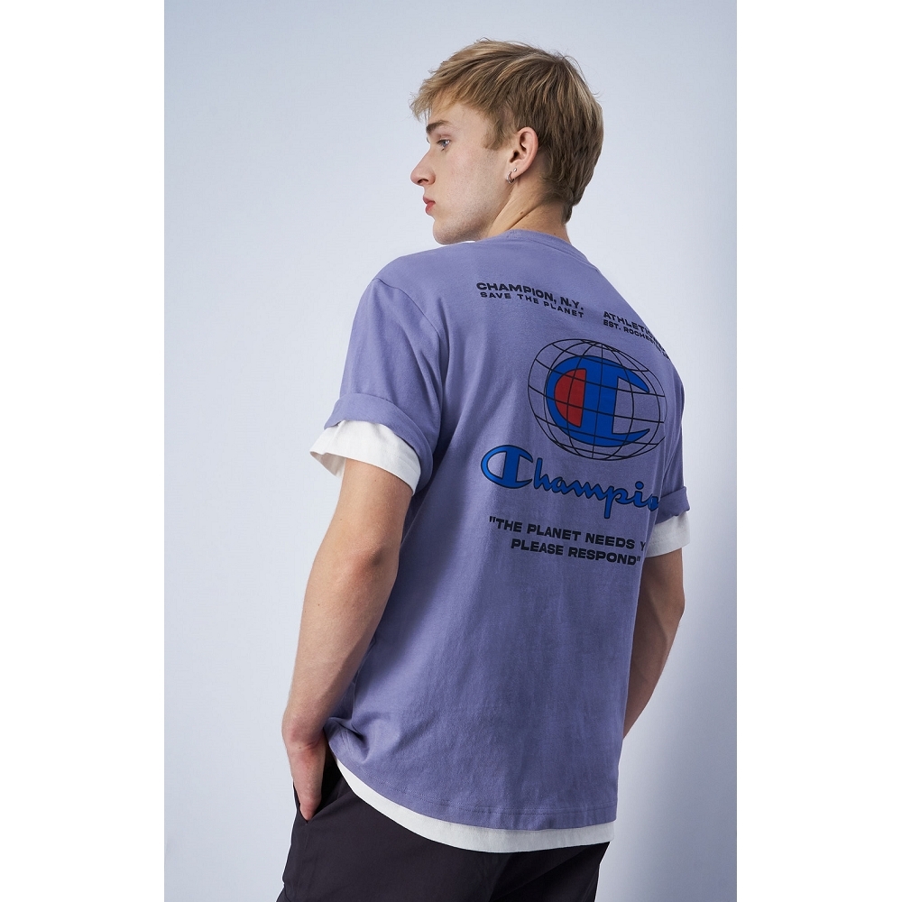 【ECO 愛地球系列】男款 One Family 印花 短TEE(薰衣紫)