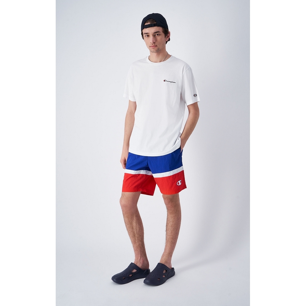 男款-拼接風 百慕達 海灘短褲 -黑藍紅（219757-BS501）