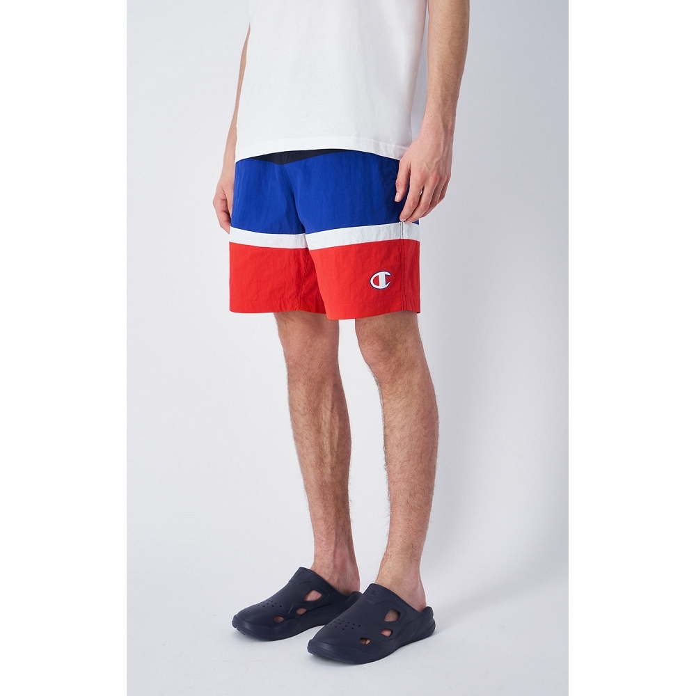 男款-拼接風 百慕達 海灘短褲 -黑藍紅（219757-BS501）