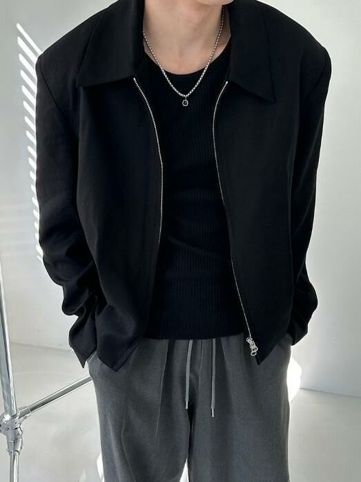 淨色反領拉鍊外套 D.B.Y.M-037JK