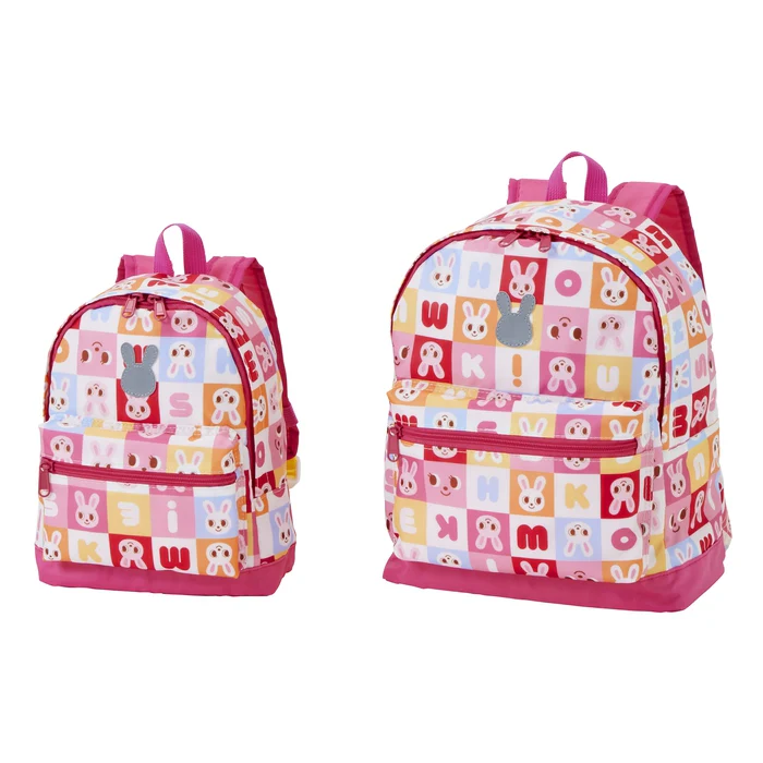 方格舞颯兔雙肩包-粉